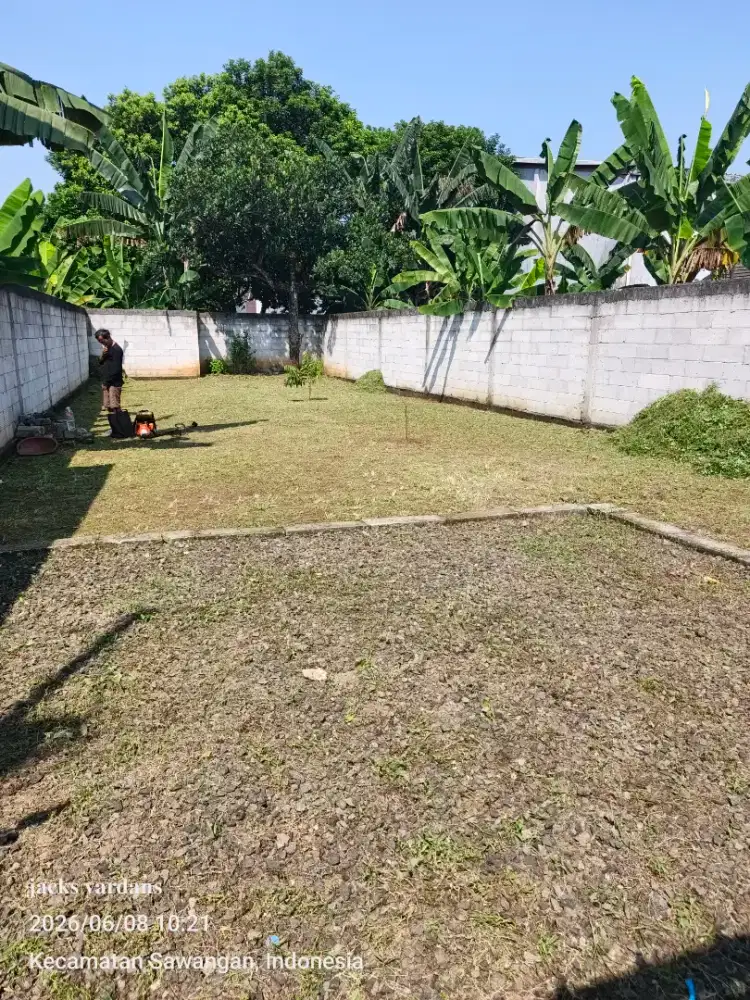 Potong rumput liar dan rumput taman