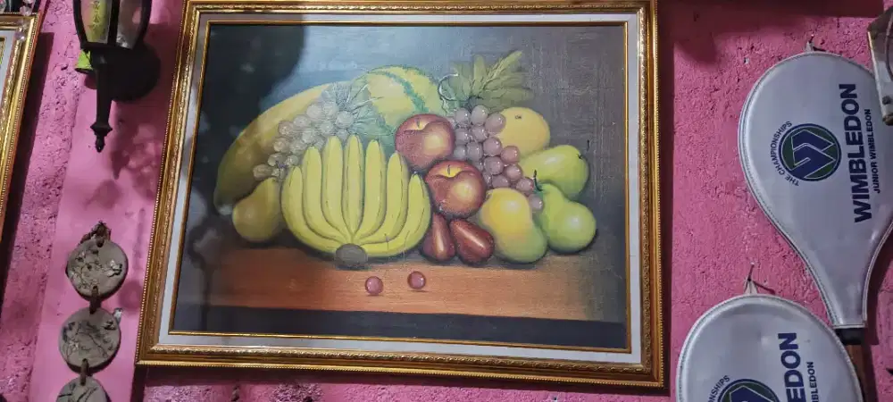 Lukisan canvas bertema buah