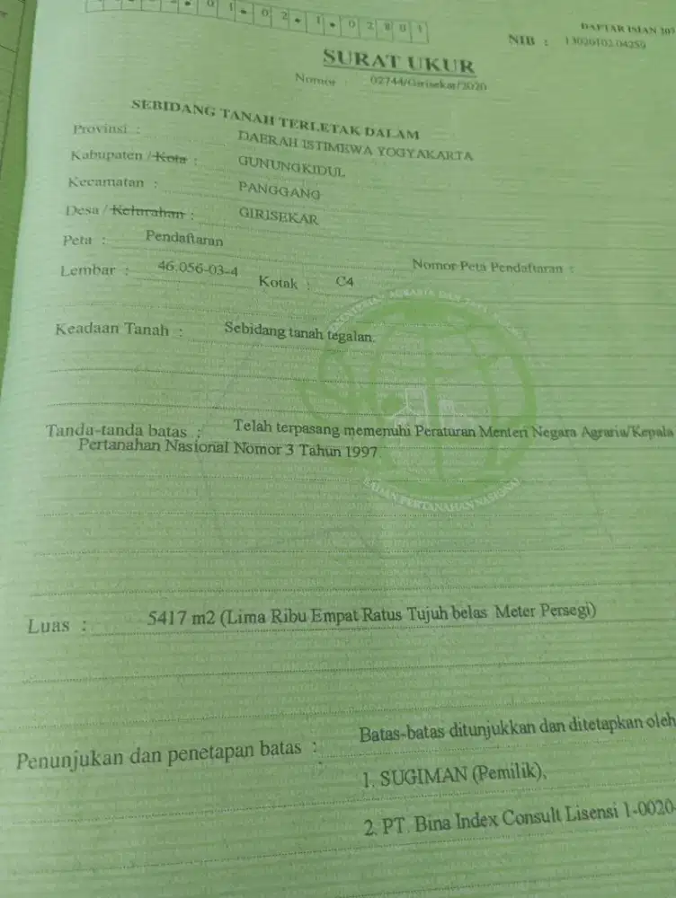 Jual tanah di panggang Gk