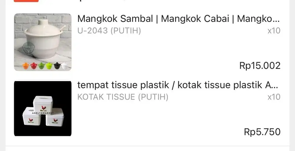 Mangkok sambel dan kotak tisu