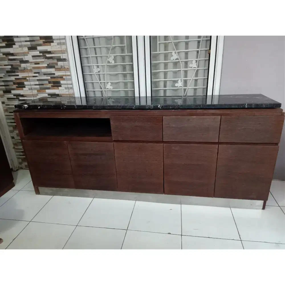 MEJA KABINET TOP TABLE GRANIT CUSTOM/ LEMARI KABINET CUSTOM