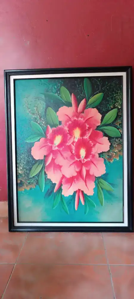 Lukisan kanvas bunga