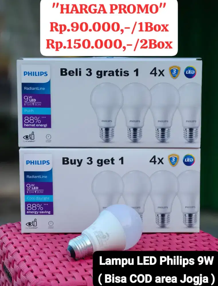 Lampu LED Philips 9watt isi 4 ( GRATIS ONGKIR )