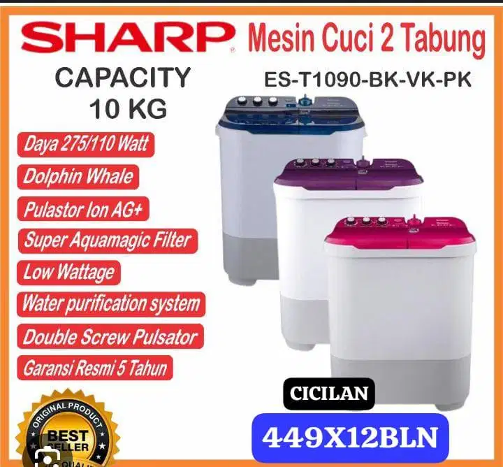 Sharp mesin cuci 2 tabung 10 kg