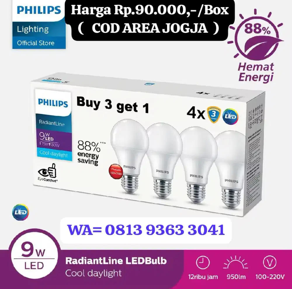 Lampu LED Philips 9watt ( BAYAR DI TEMPAT )