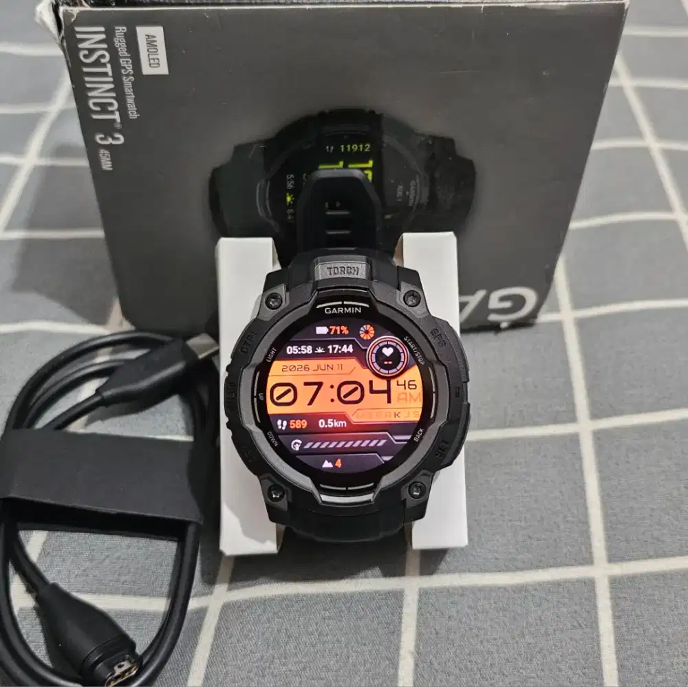 Garmin Instinct 3 Amoled 45mm Ex Inter Gress 99% New Fullset