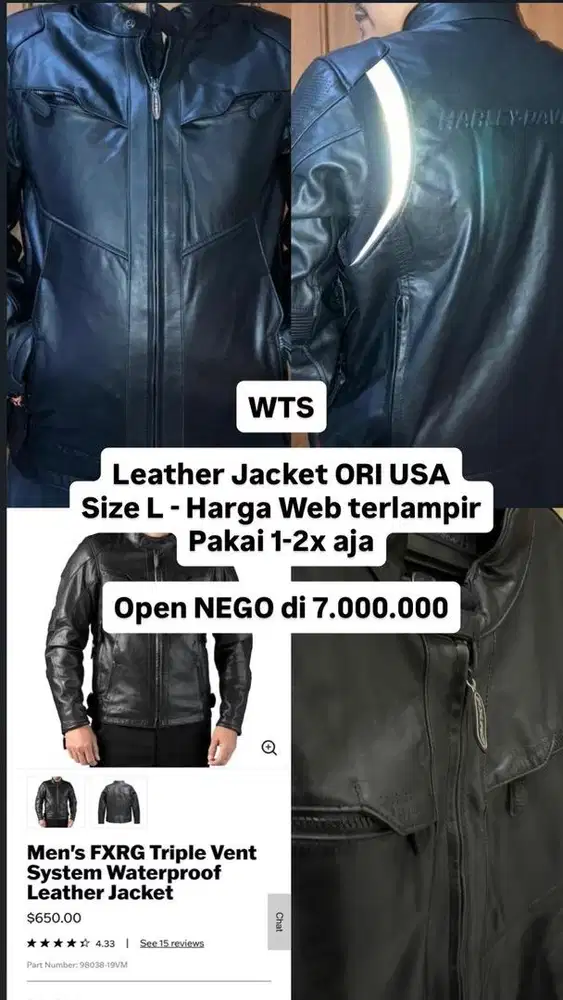 Jual jaket kulit harley davidson ori