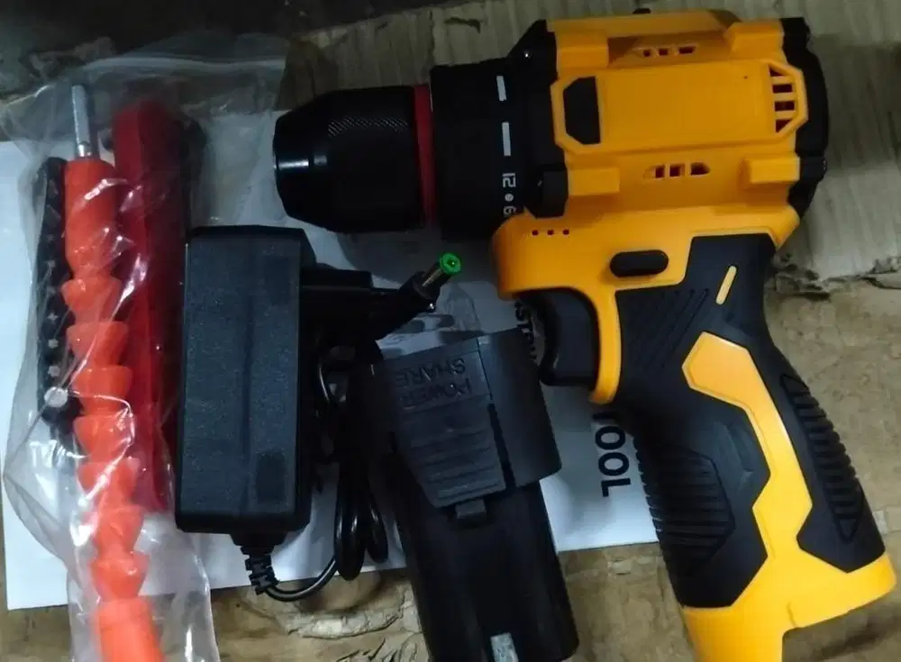 1 paket bor cordless lengkap