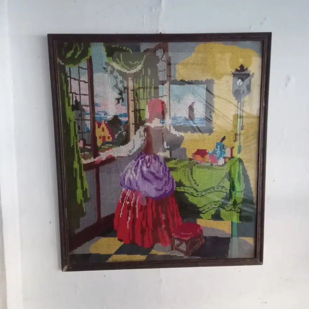Lukisan Eropa Tapestry Kristik jadul antik Sulaman rajutan handmade