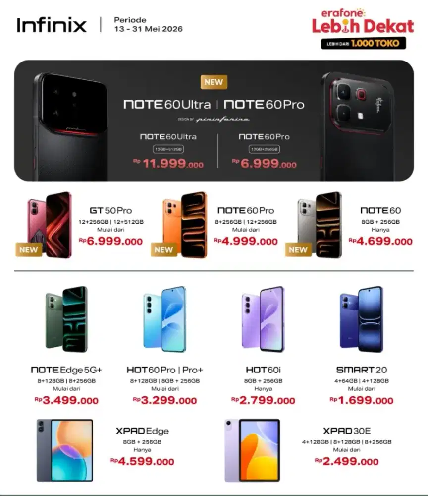 Infinix HP Murah dan Spesifikasi Dewa Ada Promo cicilan bunga ringan