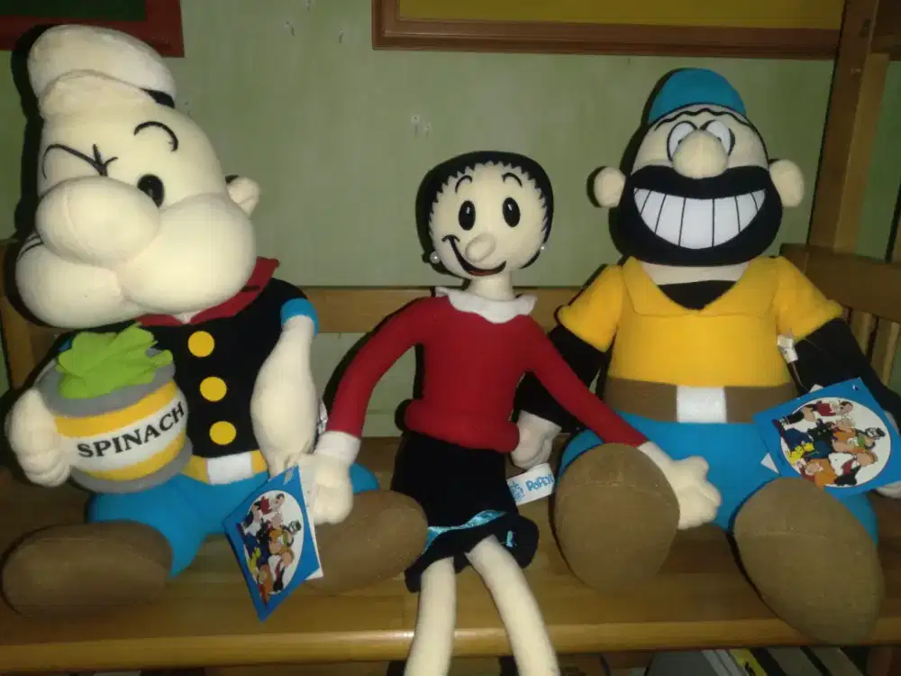 RARE!! Boneka Popeye Family Ori Import Thailand Full Set 3 Karakter