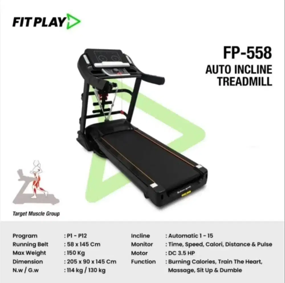 TREADMILL AUTO INCLINE FP-558