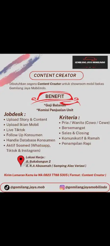 Konten creator mobil bekas