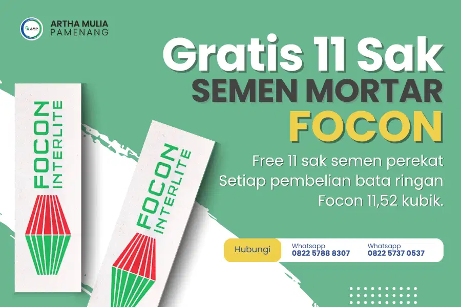Jual Bata Ringan Focon Sidoarjo (Free Mortar 11 sak)