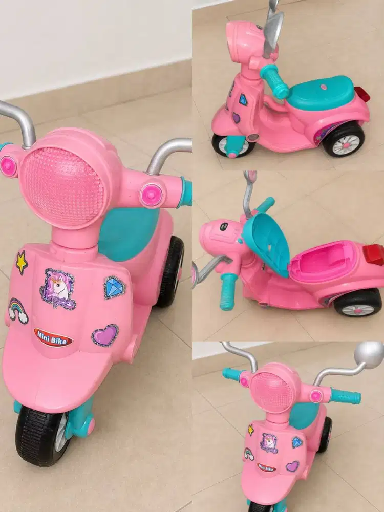 motor mainan anak mini bike unicorn pink