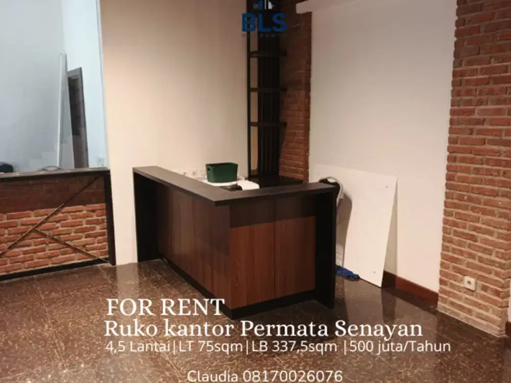 For Rent Ruko kantor Permata Senayan Jakarta Selatan