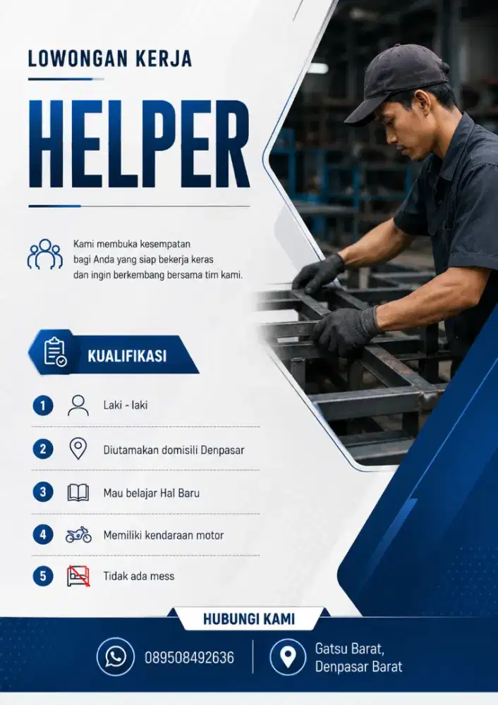 Lowongan Kerja Helper Tukang Las di Denpasar