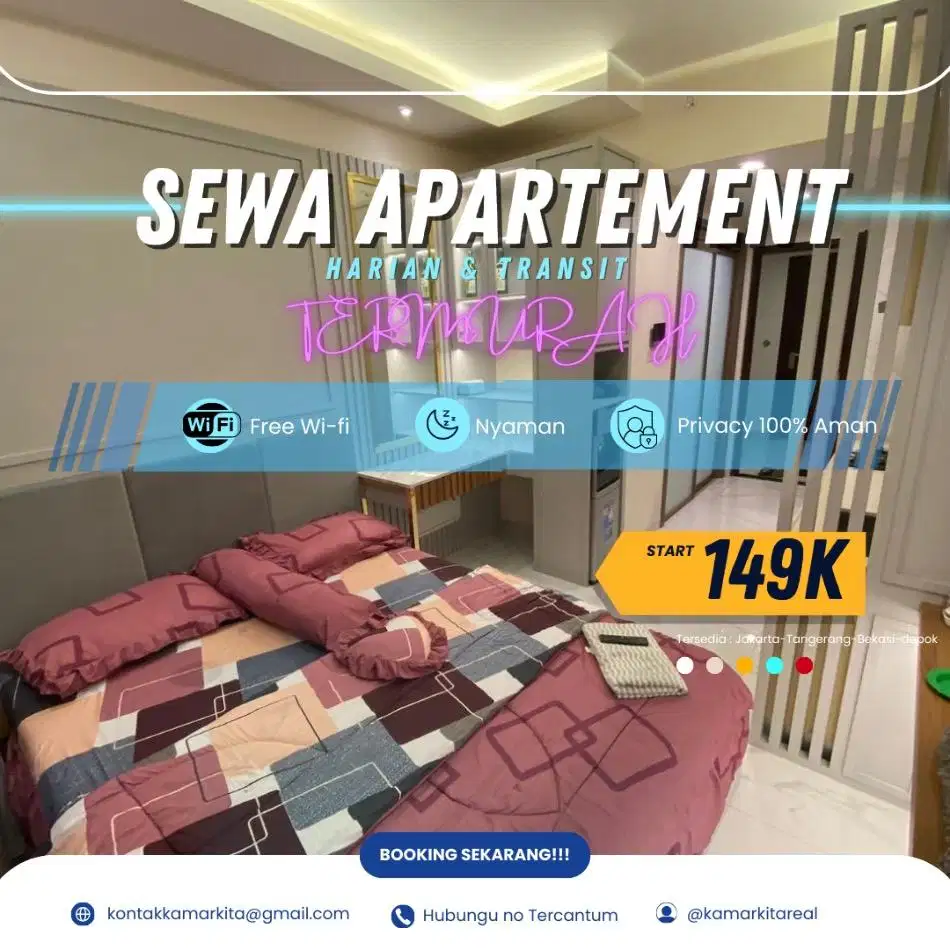 Disewakan Apartemen Treepark City Cikokol Tangerang Harian/Transit