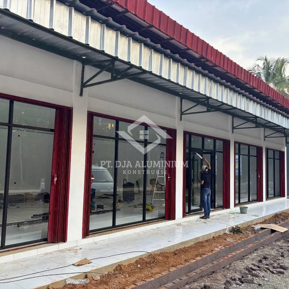 Partisi Aluminium Kaca + Sliding Door Untuk Kantor