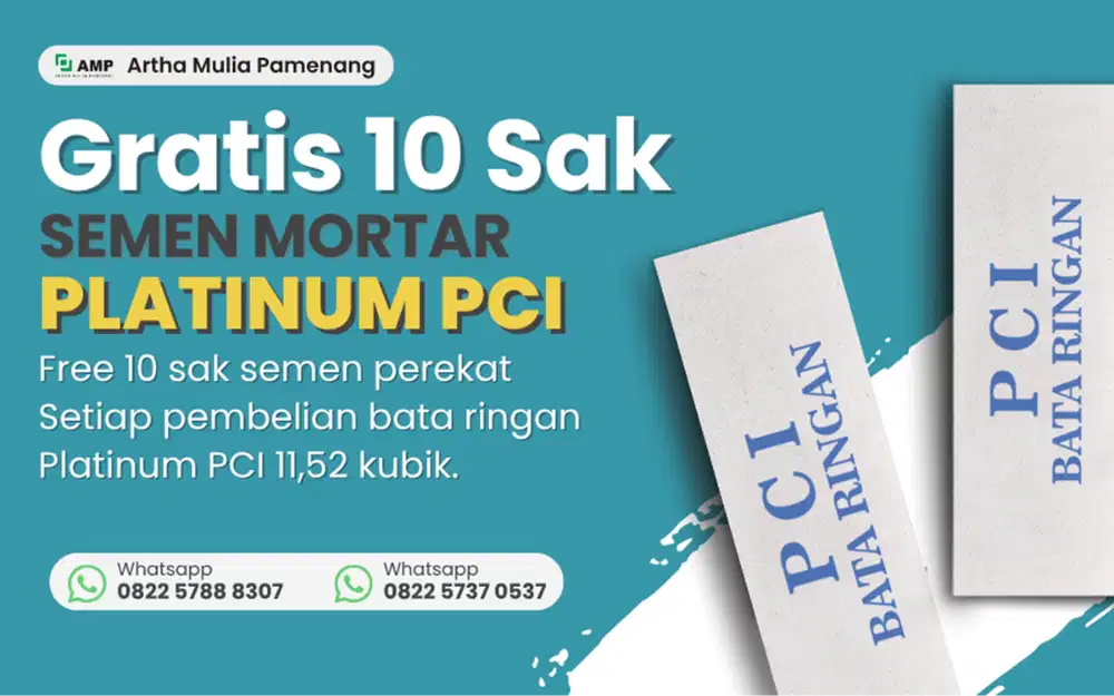 Jual Bata Ringan PCI di Sidoarjo Free 10 Sak Semen Mortar