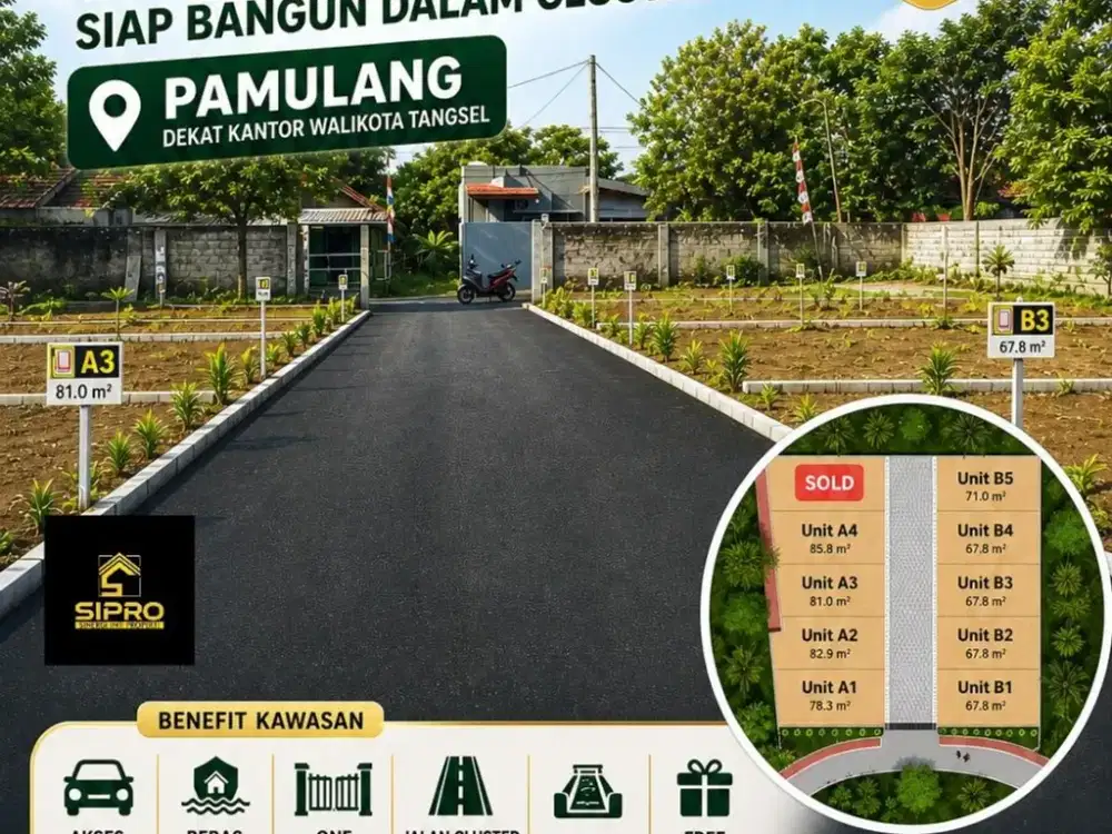 815 Tanah Kavling Murah Siap Bangun dalam Cluster di Pamulang