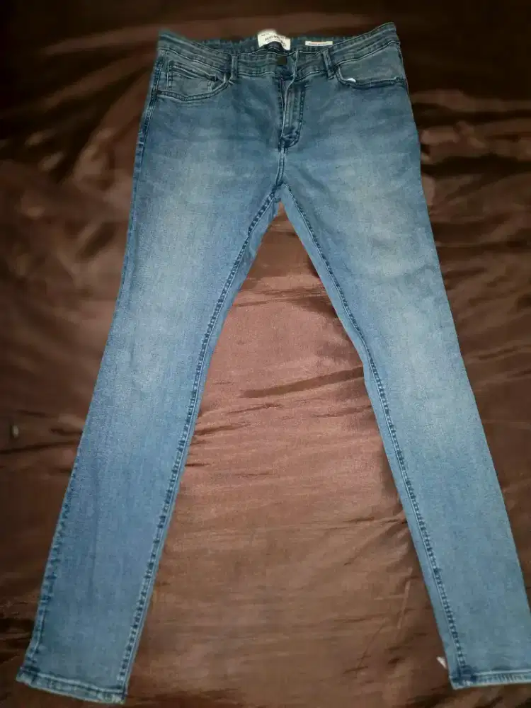 Celana Jeans Pria Pull&Bear Blue Skinny Stretch Soft Jeans Premium