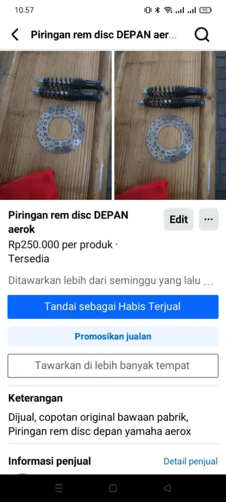 Copotan Cakram/piring an rem disk depan aerox