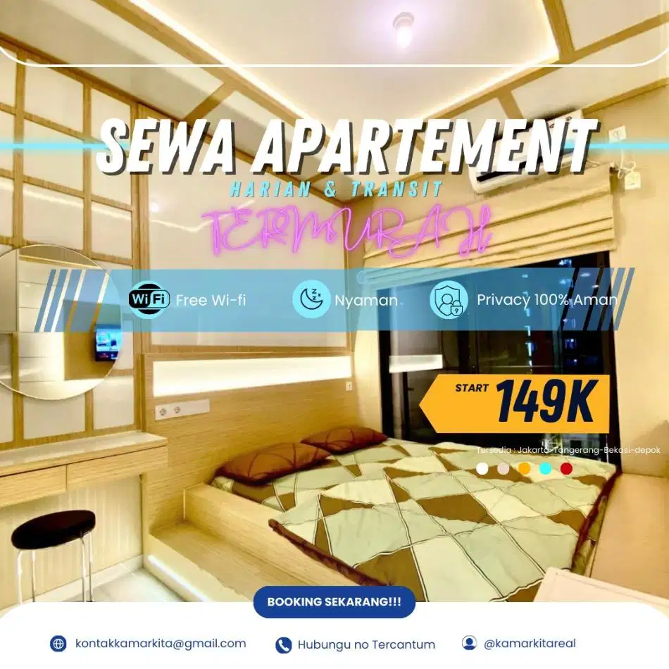 Disewakan Apartemen Bekasi Utara Patraland Urbano Harian/Transit Murah
