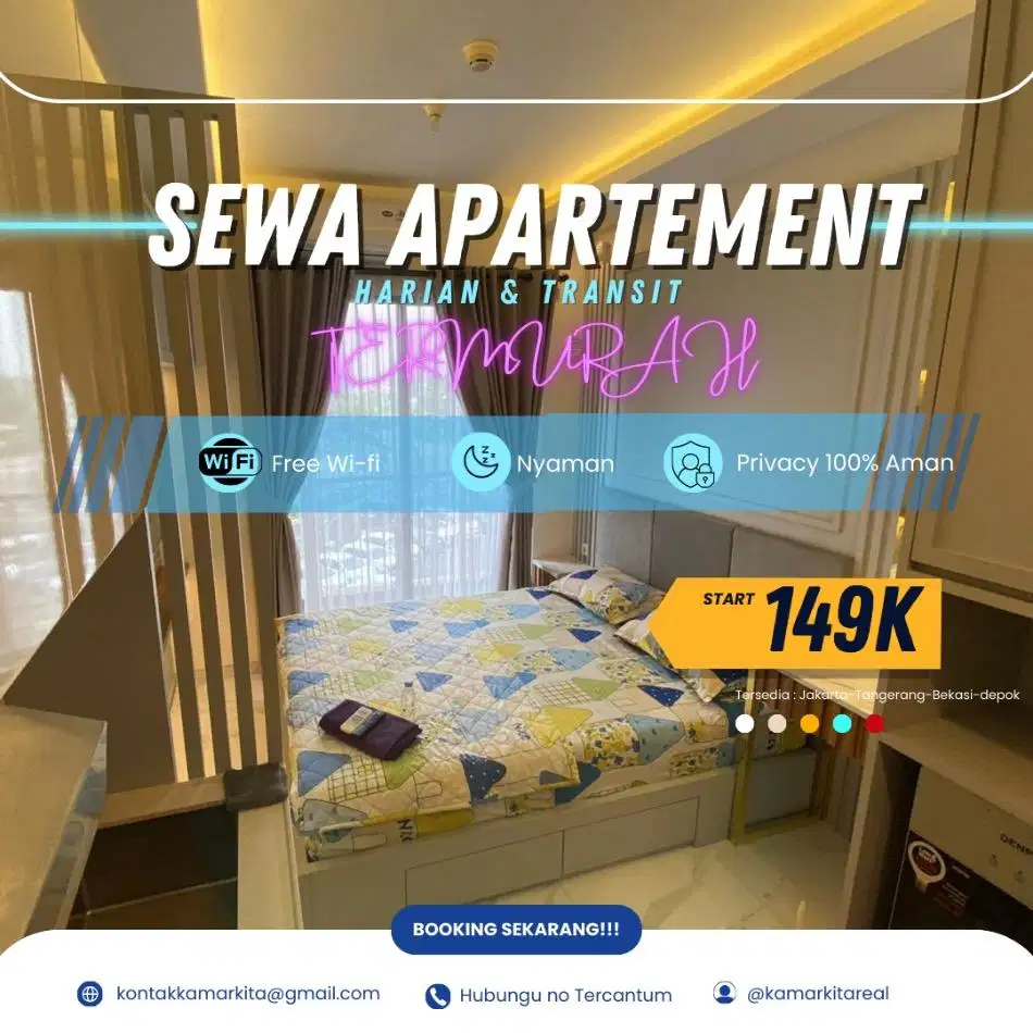 Disewakan Apartemen Depok Transpark Cibubur Tsm Harian/Transit Murah