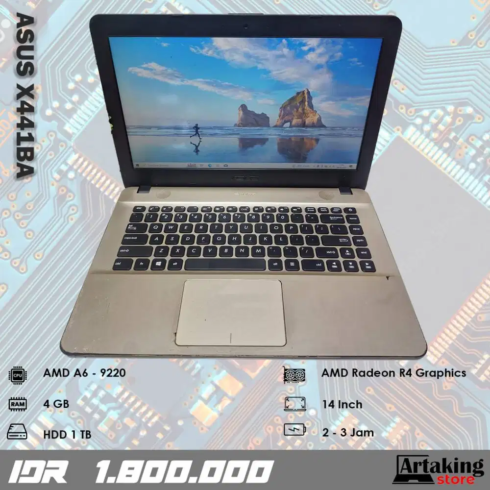 Asus X441BA - AMD A6 - Ram 4 GB - Normal Siap Pakai