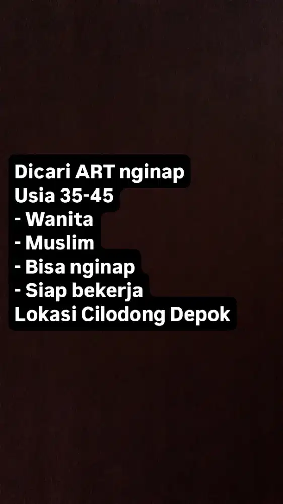 Dicari ART NGINAP