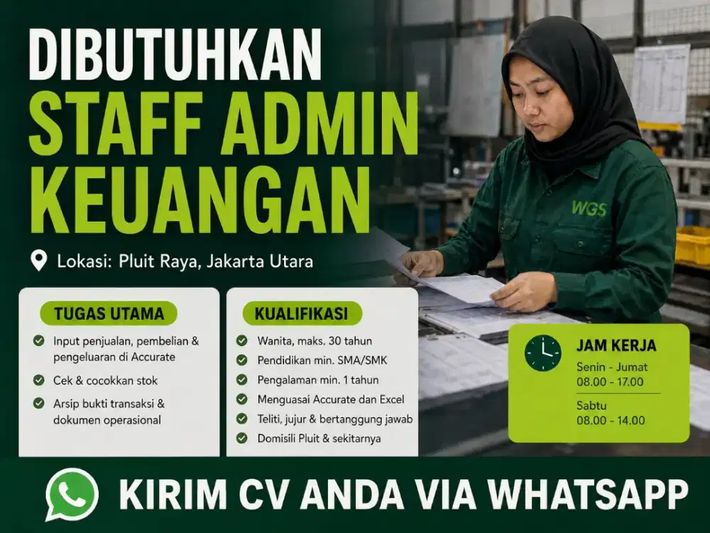 Dicari Staff Admin Keuangan