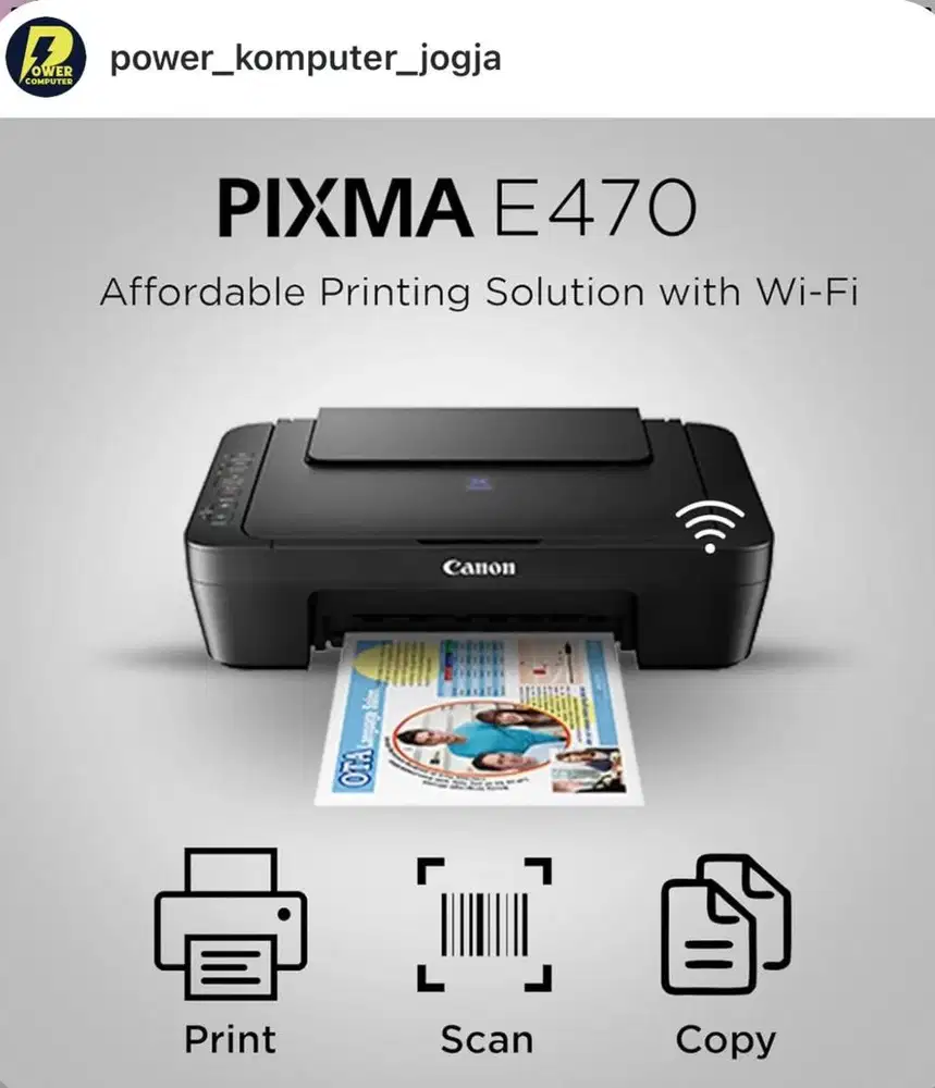 Printer CANON E470 E470 Print Scan Copy Wifi harga 1,020 jt new box