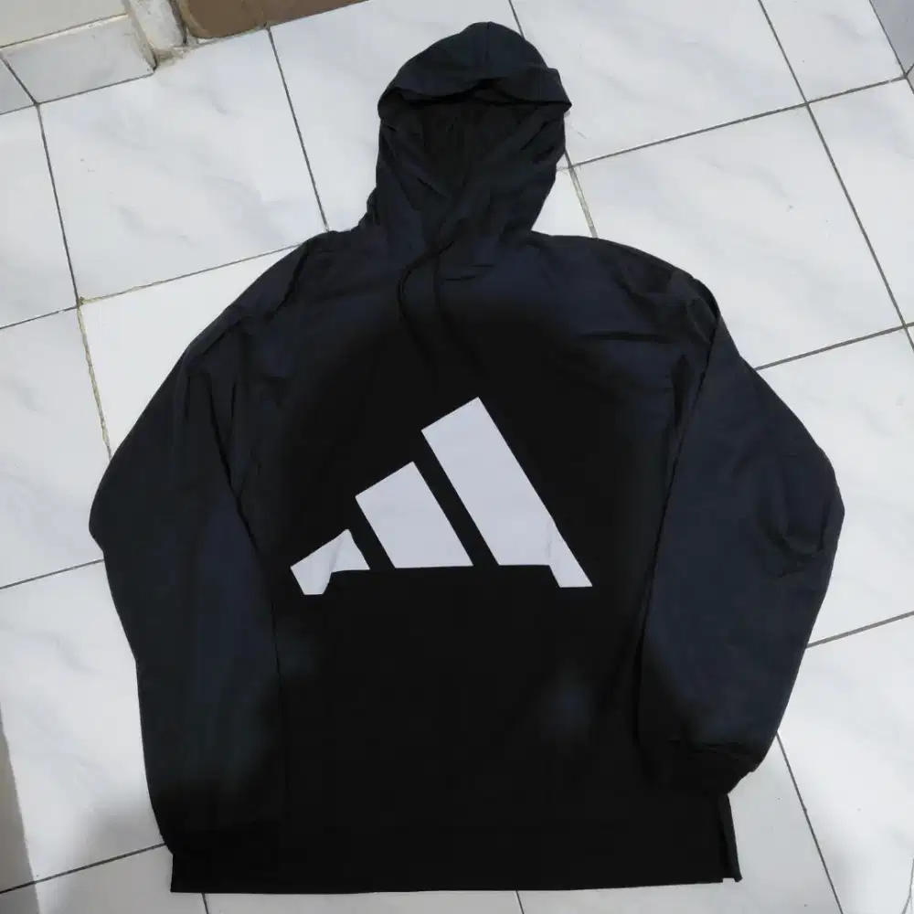 Jaket Hoodie Adidas Size XL Original Black Big Logo Like New