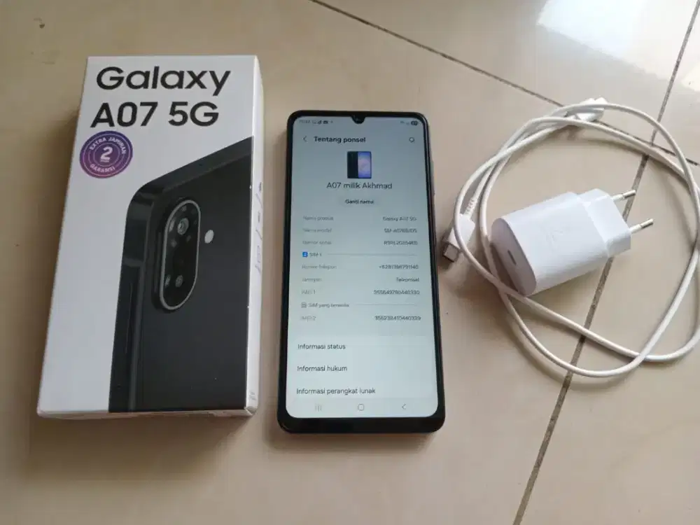 Jual hp samsung a07 5g full set warna hitam