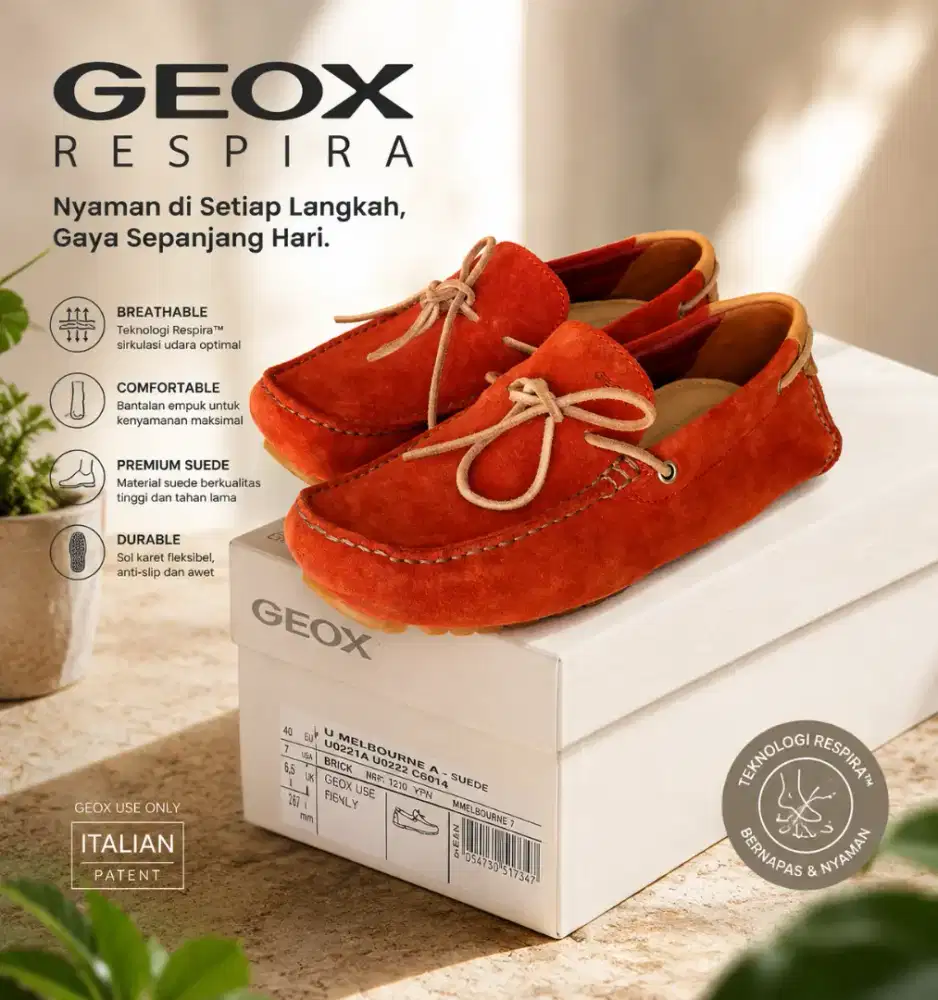 Sepatu Geox Respira Original Size 40 Suede Loafer Casual Pria Like New