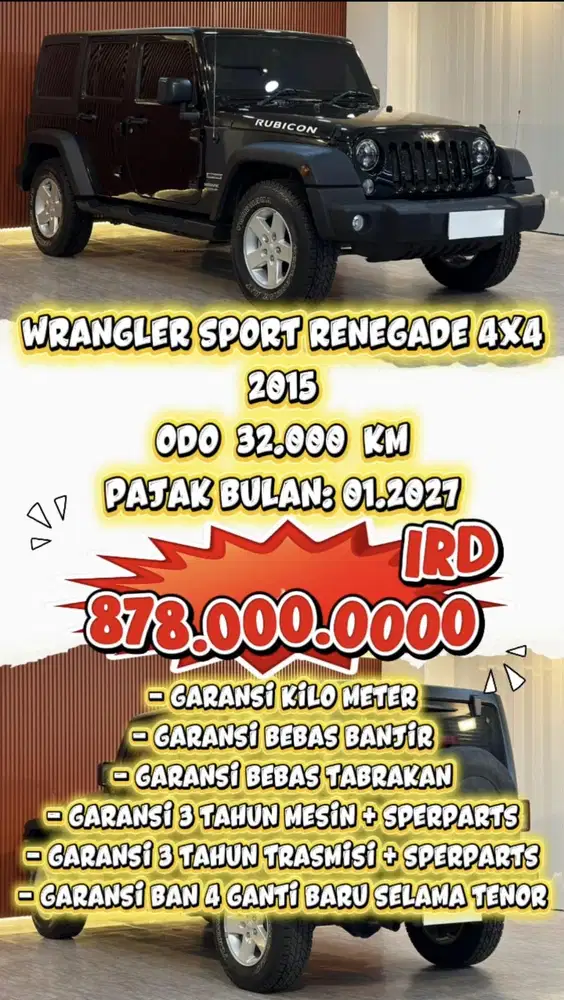 [ ODO 32 000 KM ] JEEP WRANGLER SPORT RENEGADE 3.0 4X4 AT 2015