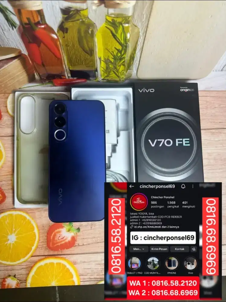 Jual HP VIVO V70 fe 8/256 fullset original istimewa garansi maret 2027