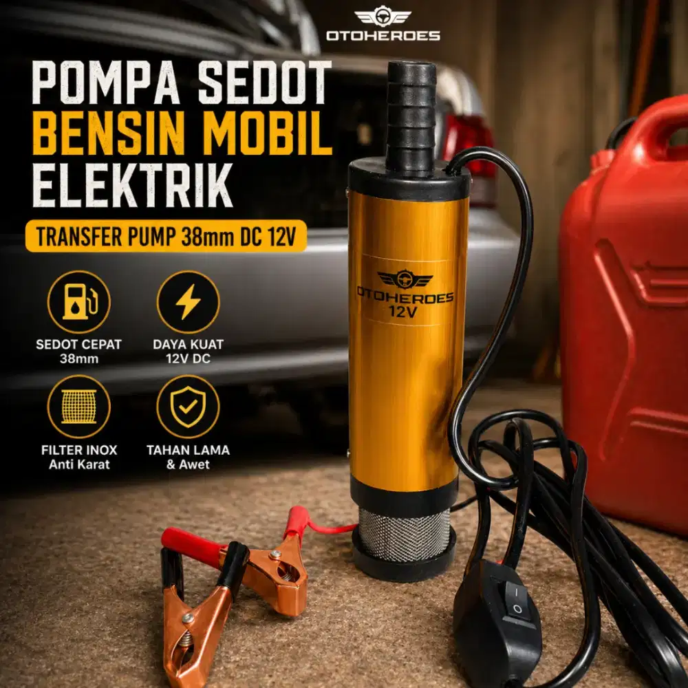 OTOHEROES Pompa Sedot Bensin Mobil Elektrik Transfer Pump 38mm DC 12V