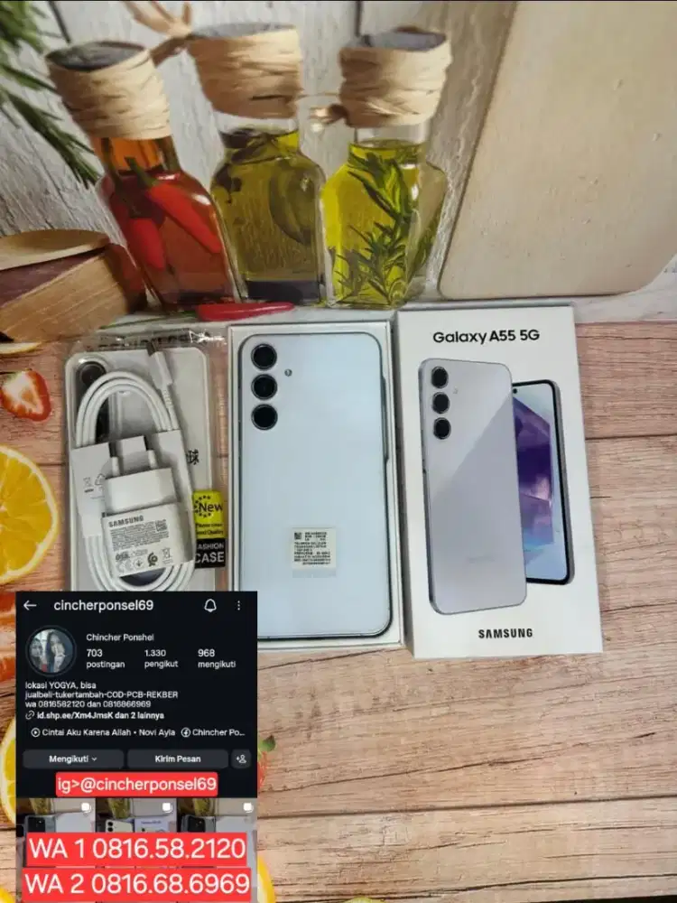 Jual hp likenew samsung A55 5G 8/256 istimewa grns resmi  free ADAPTOR