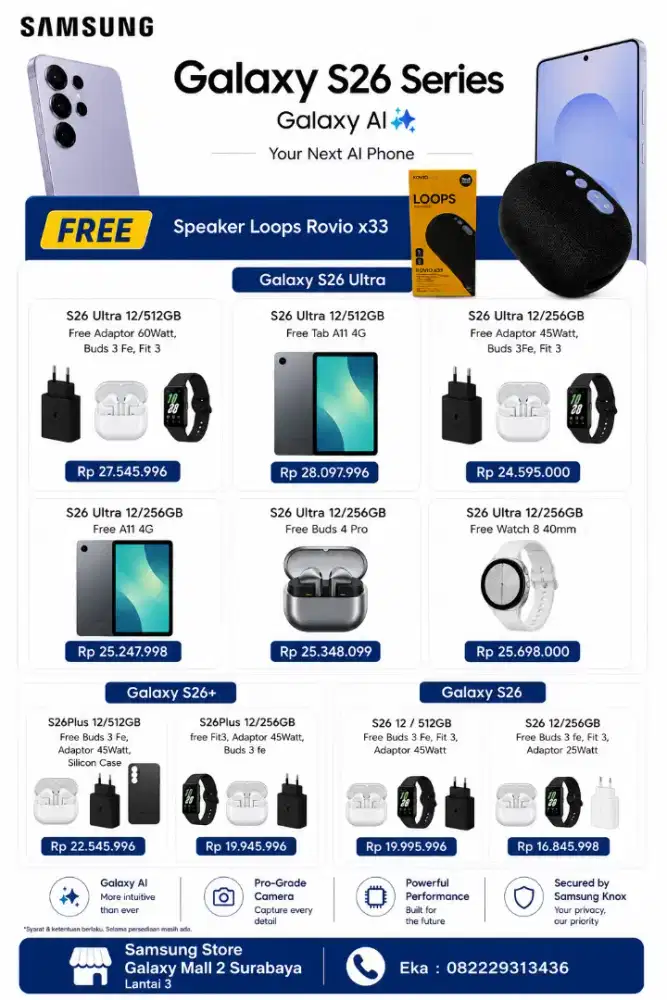 PROMO TERBARU SAMSUNG S26 SERIES BONUS HINGGA 5JT CICILAN 0% TANPA DP