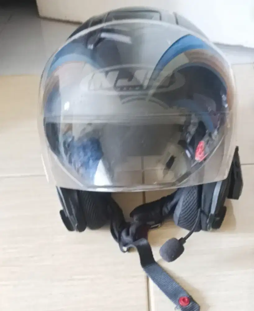 Helm njs black dop + intercom blutut merk y10
