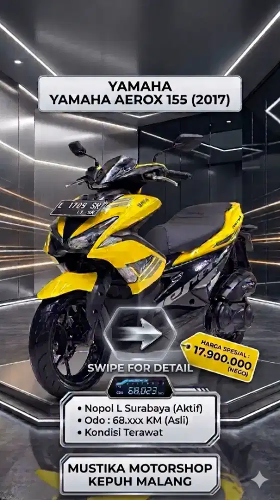 MATIC HANDAL DAN TANGGUH. YAMAHA AEROX 155 TH 2017 NOPOL L SBY