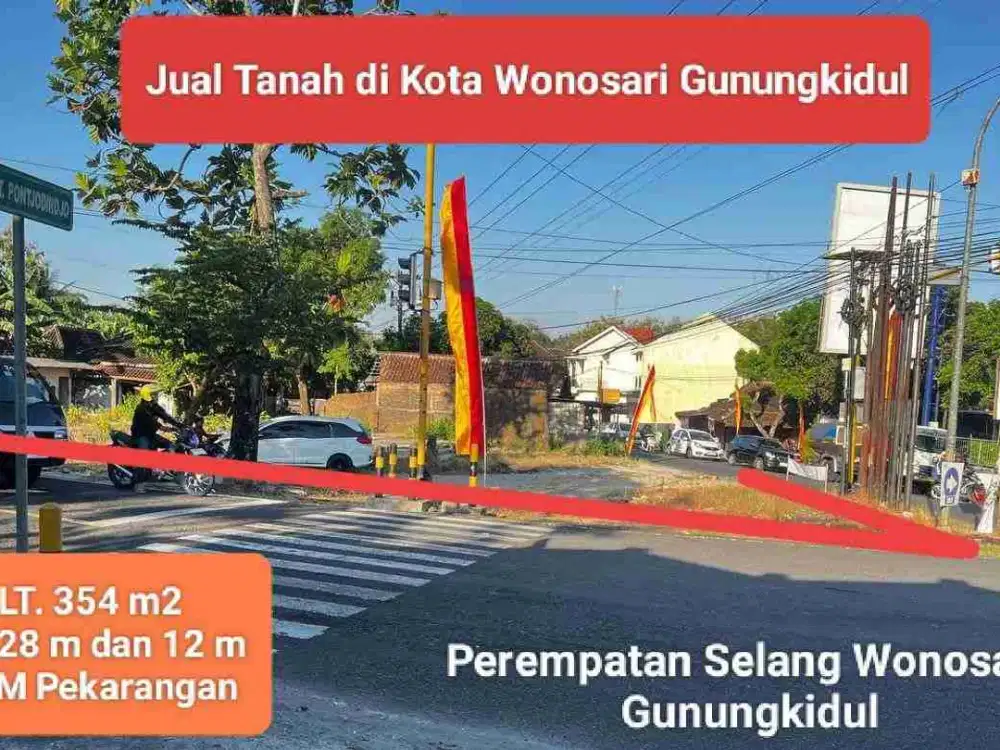 jual tanah di pusat kota wonosari Gunungkidul strategis pinggir jalan raya dan ringroad