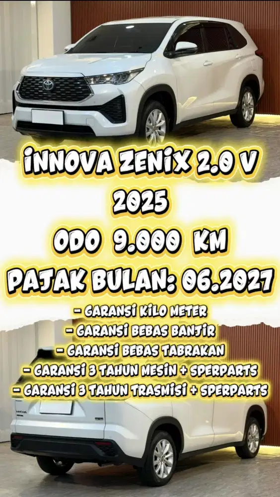 [ ODO 9.000 KM ] TOYOTA INNOVA ZENIX V 2.0 AT 2025