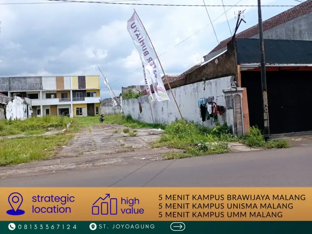 Jual Tanah Komersil 5 Menit Universitas Terbuka Malang Row Jalan 6 Meter