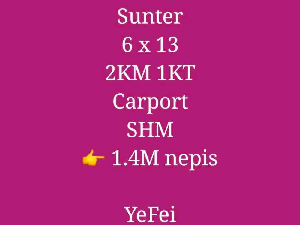 hot sale Sunter 6 x 13 standard rapi hanya 1.4M nego loh
