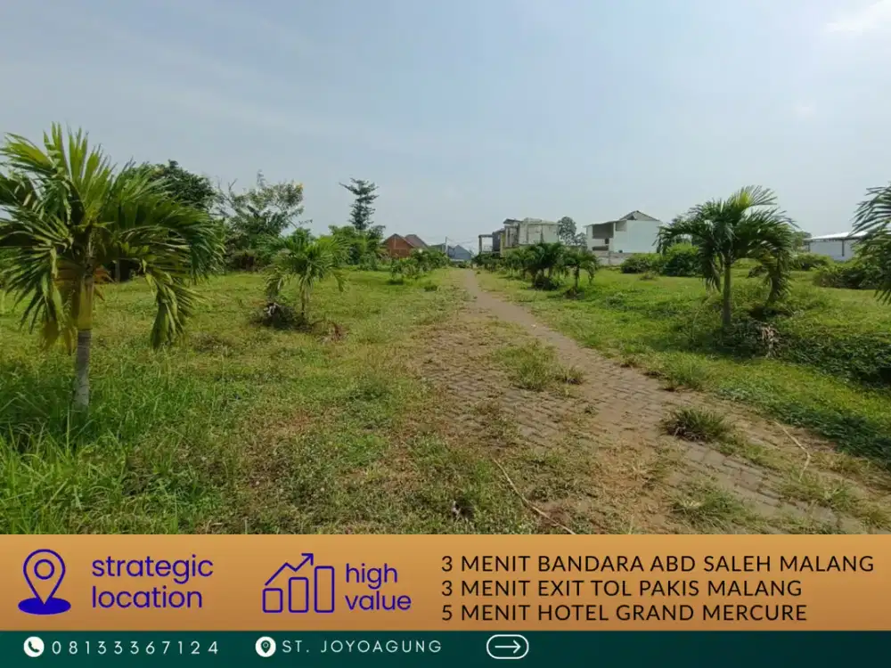 Jual Tanah 3 Menit Exit Tol Pakis Malang Row Jalan 6 Meter