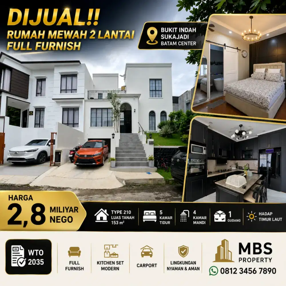 DIJUAL
Rumah Mewah 2Lantai Full Furnish BUKIT INDAH SUKAJADI,
