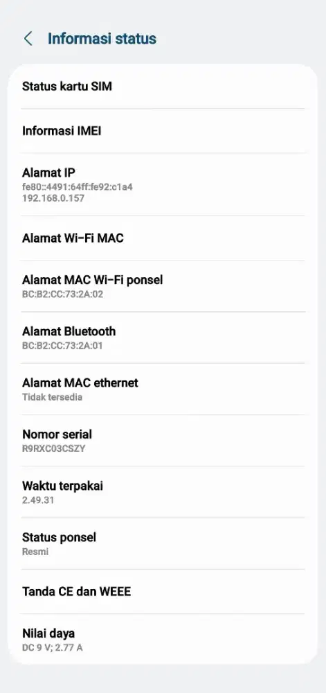 Hape samsung mulus lecet pemakaian